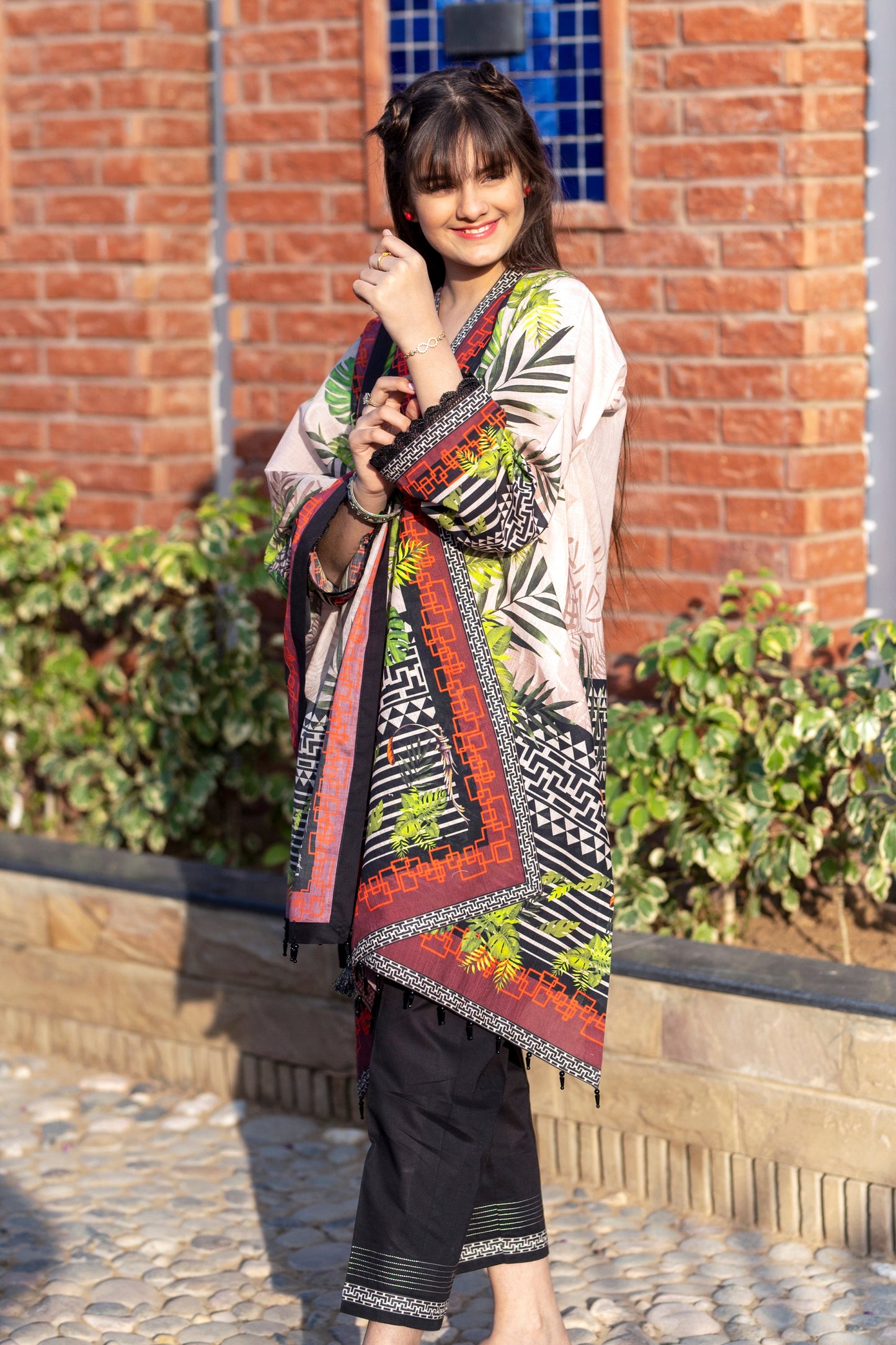 Girls Digital Printed Khaddar 3 Piece SKU-KHW-0005