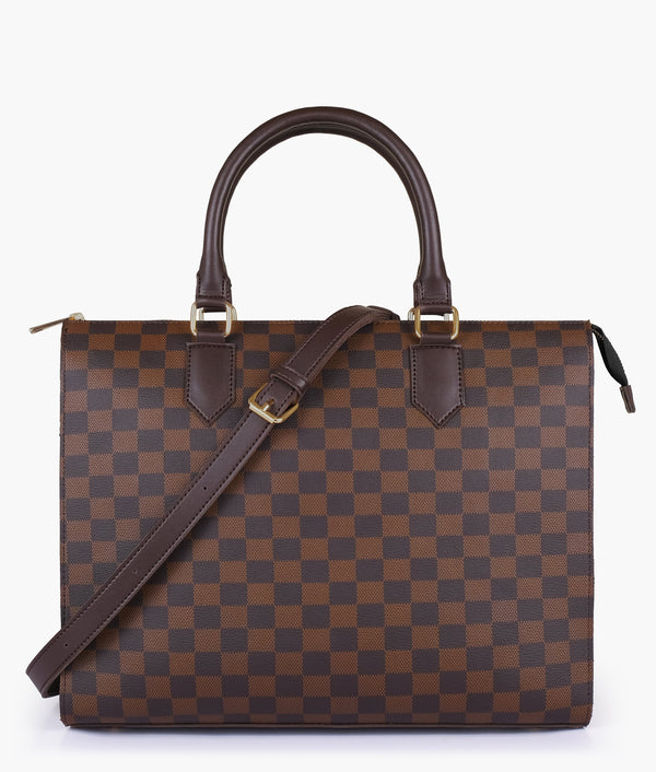 RTW Creation - Dark brown checkered on-the-go handbag