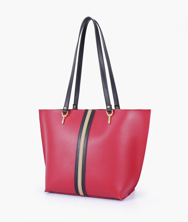 RTW Creation - Maroon centre-stripe tote bag