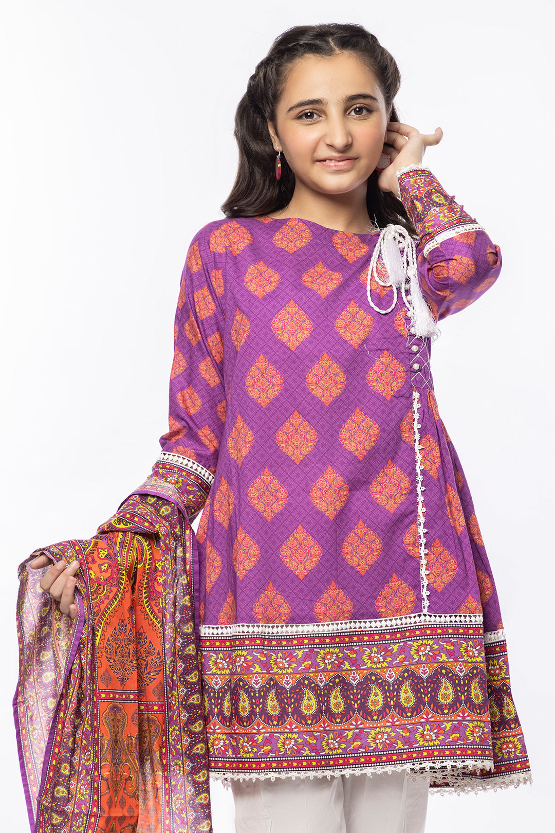 3PCS Digital Printed Lawn Shirt, Dupatta & Cotton Trouser SKU: SFRK-002