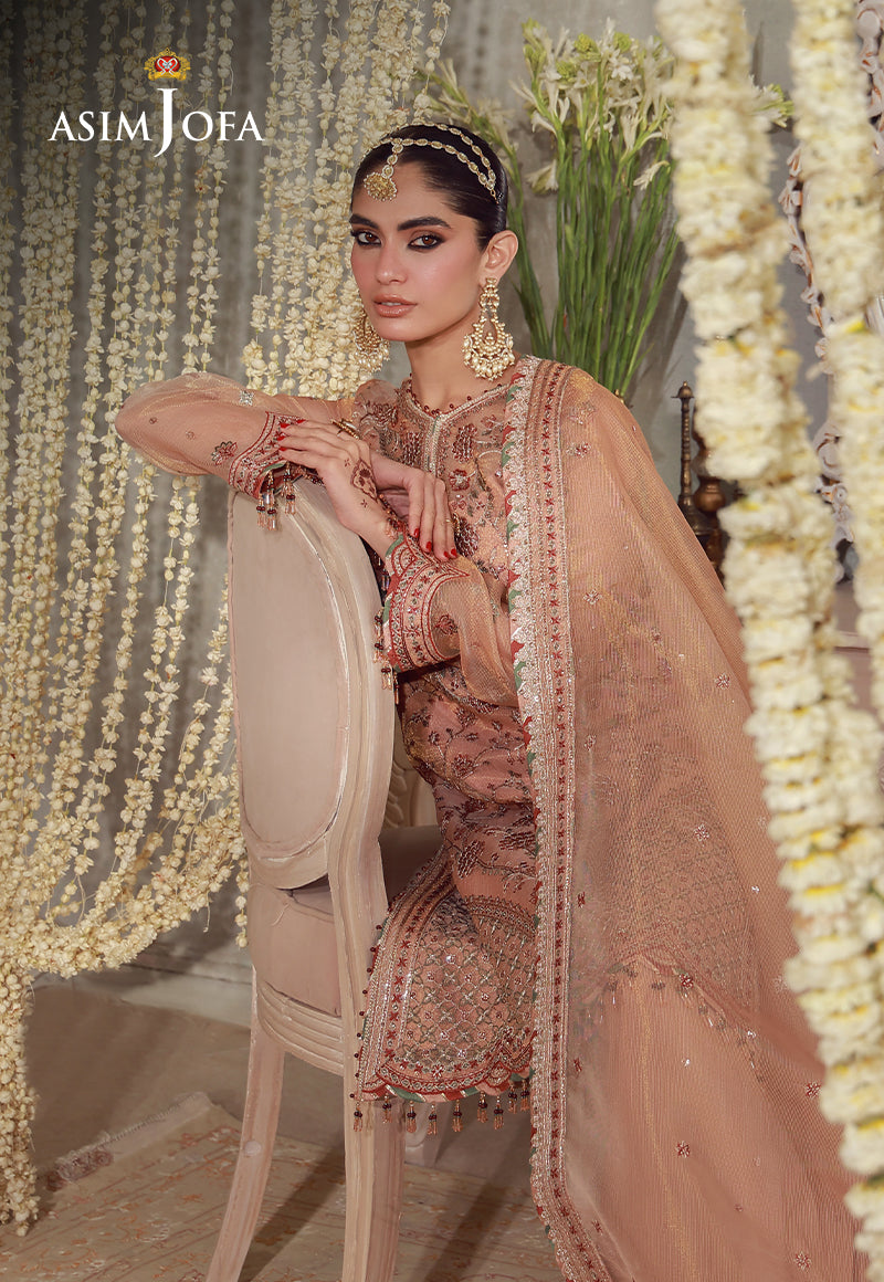 AJULFE-12 Embroidered Zari Check Net Unstitched 3 Pcs