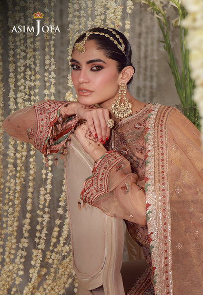 AJULFE-12 Embroidered Zari Check Net Unstitched 3 Pcs