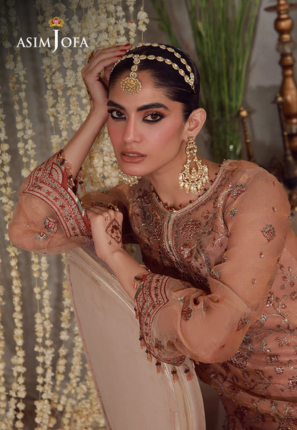 AJULFE-12 Embroidered Zari Check Net Unstitched 3 Pcs