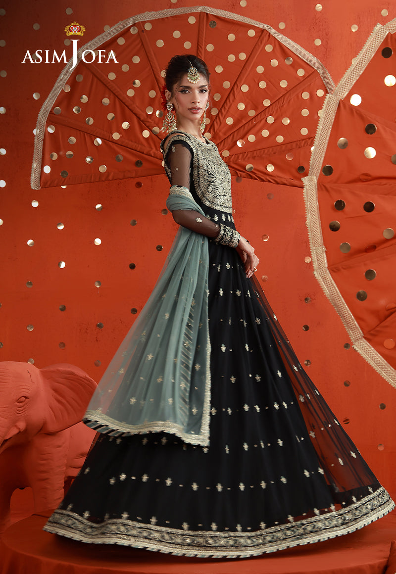 AJULFB-09 Embroidered Poly Net Unstitched 2 Pcs