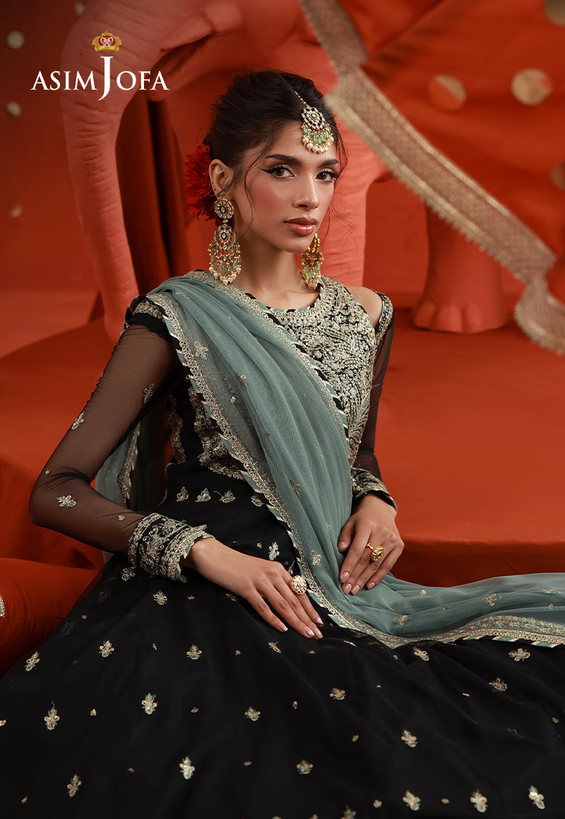 AJULFB-09 Embroidered Poly Net Unstitched 2 Pcs