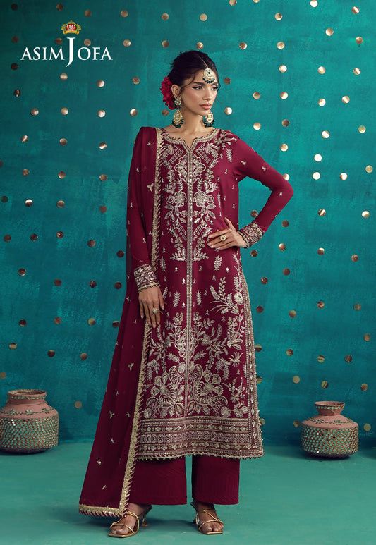 AJULFB-08 Embroidered Boski Silk Unstitched 3 Pcs