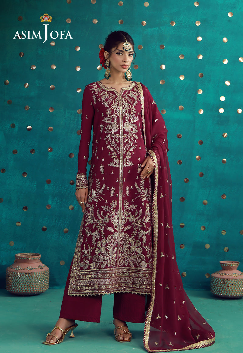 AJULFB-08 Embroidered Boski Silk Unstitched 3 Pcs