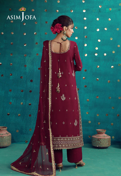 AJULFB-08 Embroidered Boski Silk Unstitched 3 Pcs