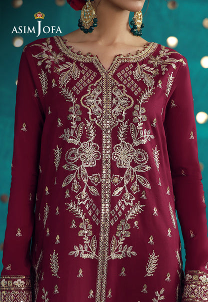 AJULFB-08 Embroidered Boski Silk Unstitched 3 Pcs