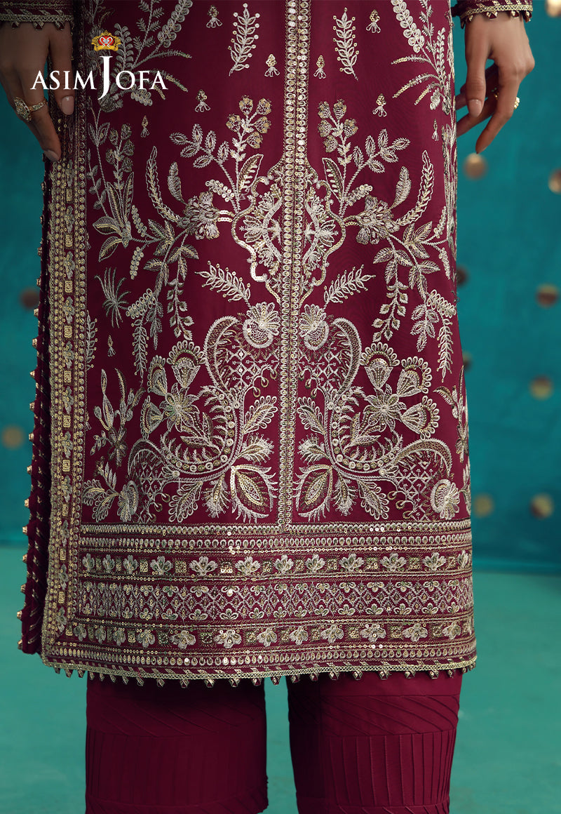AJULFB-08 Embroidered Boski Silk Unstitched 3 Pcs