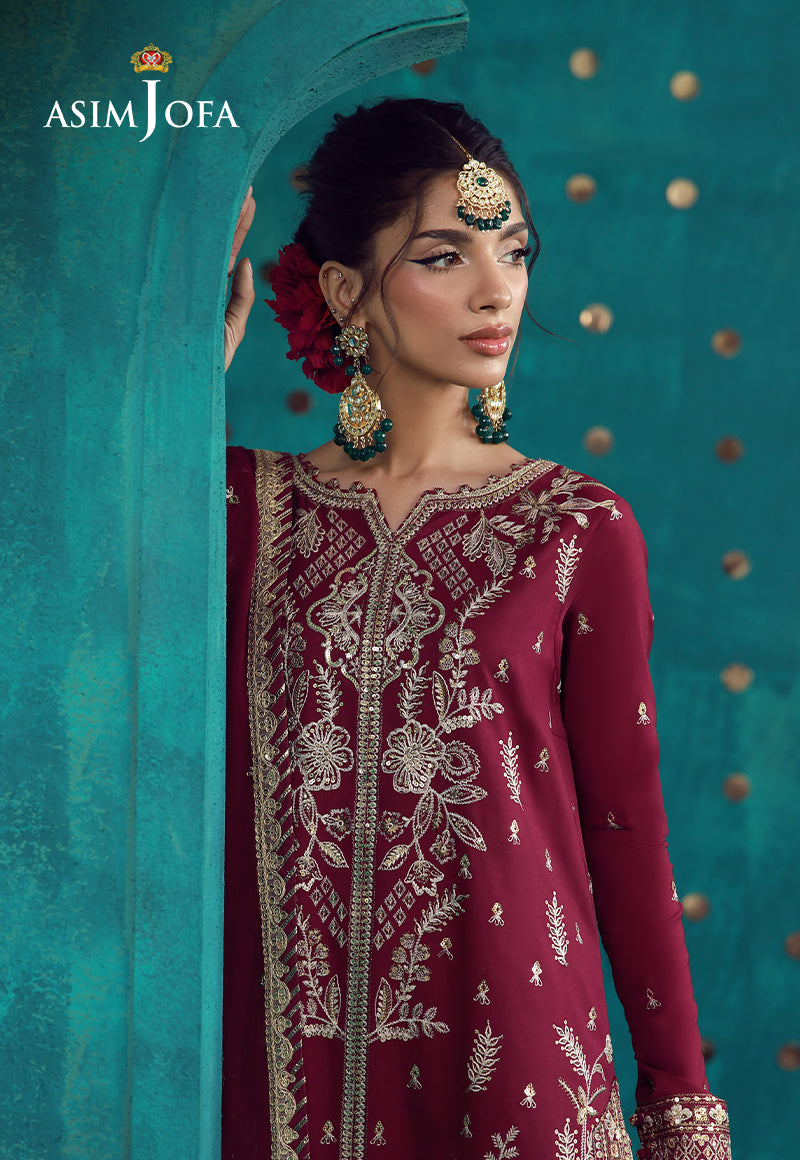 AJULFB-08 Embroidered Boski Silk Unstitched 3 Pcs