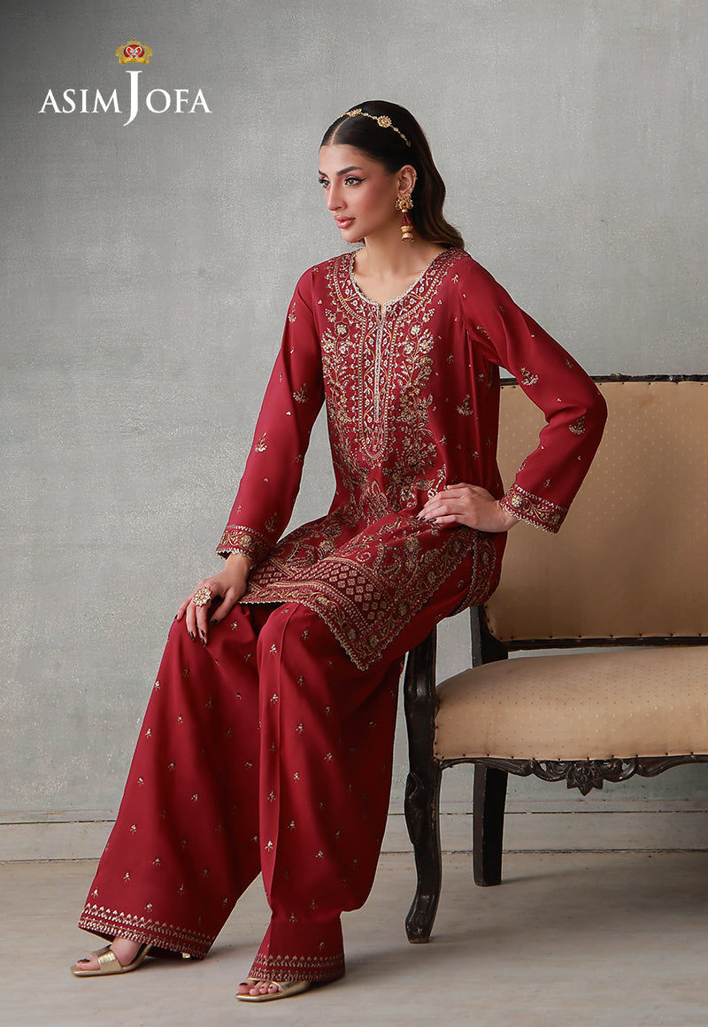 AJLPN-09 Embroidered Poly Silk Stitched 2pcs