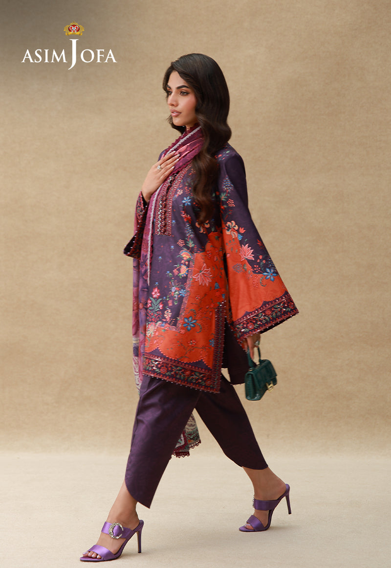 AJULSC-10 Embroidered Crepe Silk Unstitched 3 Pcs
