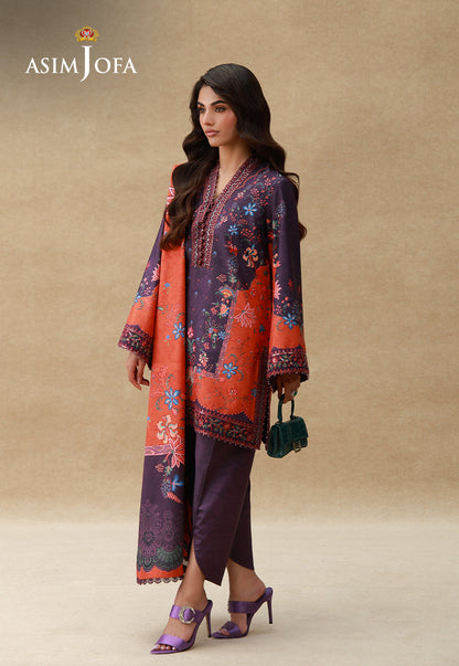 AJULSC-10 Embroidered Crepe Silk Unstitched 3 Pcs