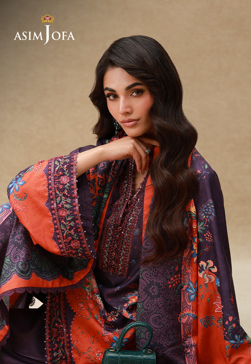 AJULSC-10 Embroidered Crepe Silk Unstitched 3 Pcs