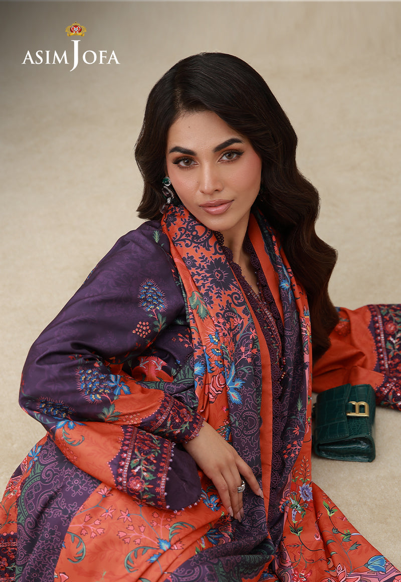 AJULSC-10 Embroidered Crepe Silk Unstitched 3 Pcs