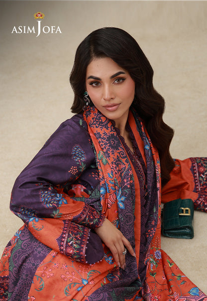 AJULSC-10 Embroidered Crepe Silk Unstitched 3 Pcs