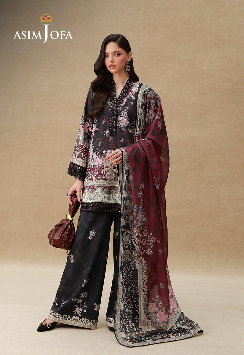 AJULSC-08 Embroidered Raw Silk Unstitched 3 Pcs