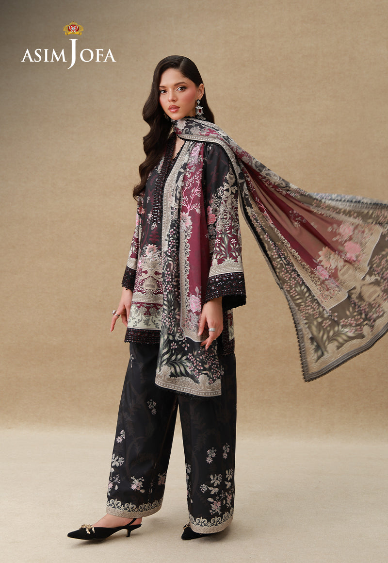 AJULSC-08 Embroidered Raw Silk Unstitched 3 Pcs