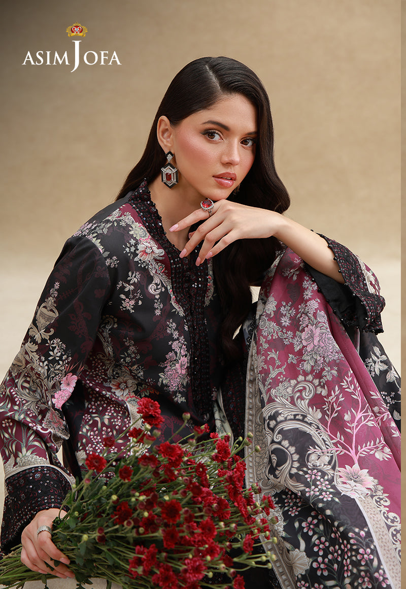 AJULSC-08 Embroidered Raw Silk Unstitched 3 Pcs