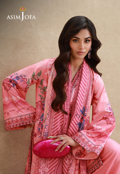 AJULSC-09 Embroidered Crepe Silk Unstitched 3 Pcs