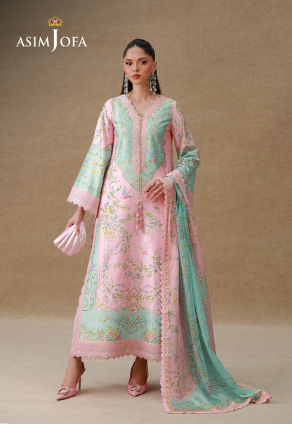 AJULSC-03 Embroidered Charmeuse Silk Unstitched 3 Pcs