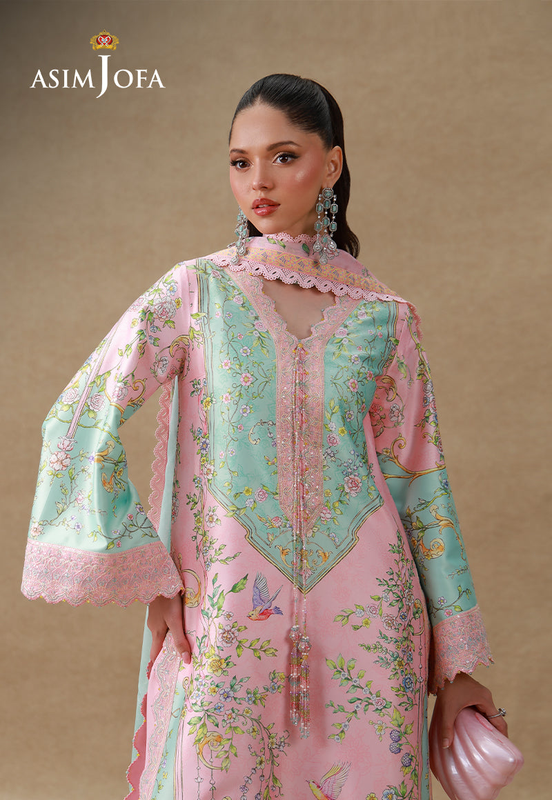 AJULSC-03 Embroidered Charmeuse Silk Unstitched 3 Pcs