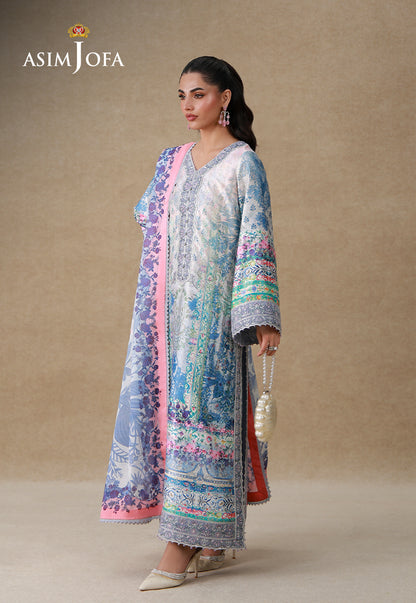 AJULSC-06 Embroidered Charmeuse Silk Unstitched 3 Pcs