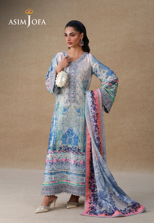 AJULSC-06 Embroidered Charmeuse Silk Unstitched 3 Pcs
