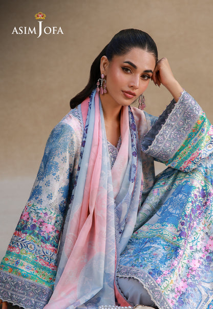 AJULSC-06 Embroidered Charmeuse Silk Unstitched 3 Pcs