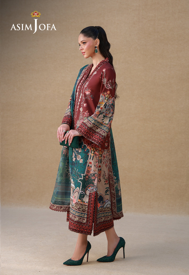 AJULSC-07 Embroidered Raw Silk Unstitched 3 Pcs
