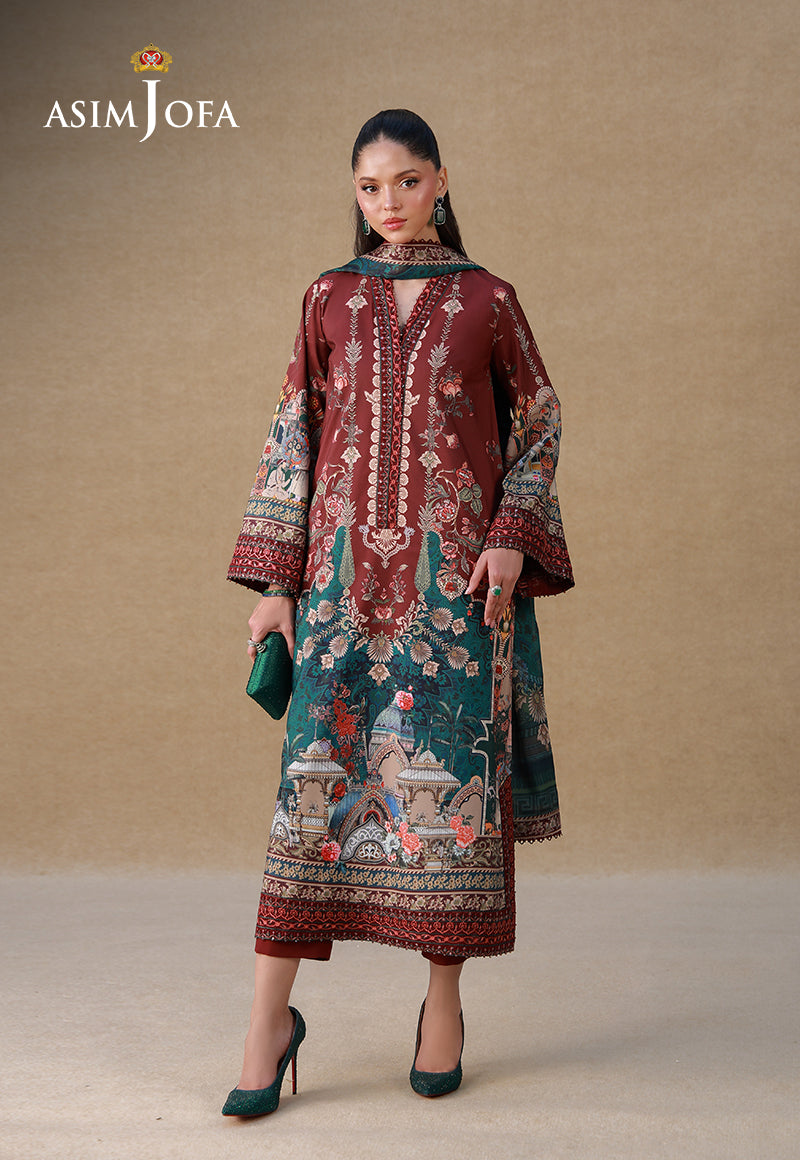 AJULSC-07 Embroidered Raw Silk Unstitched 3 Pcs