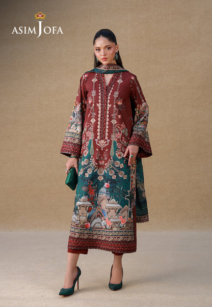 AJULSC-07 Embroidered Raw Silk Unstitched 3 Pcs