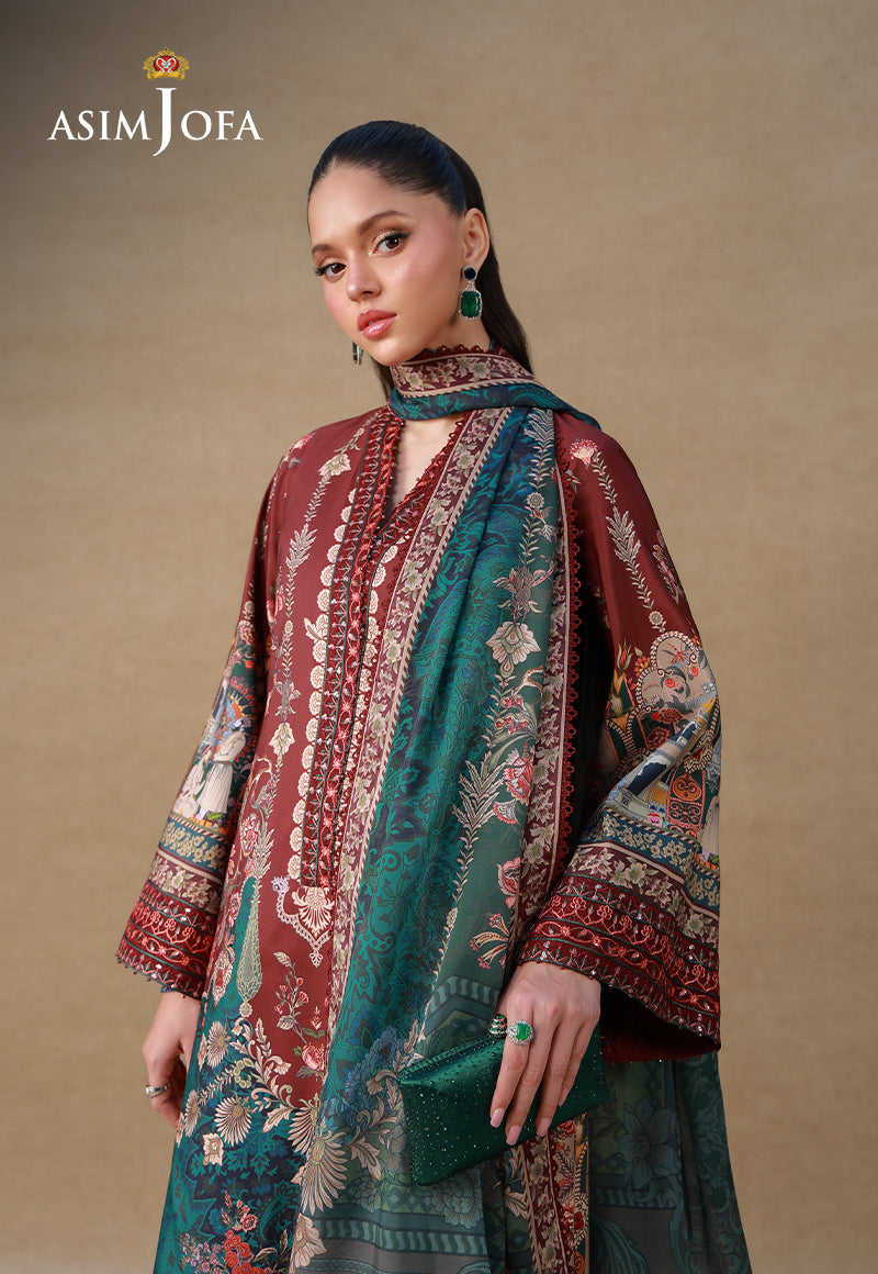 AJULSC-07 Embroidered Raw Silk Unstitched 3 Pcs