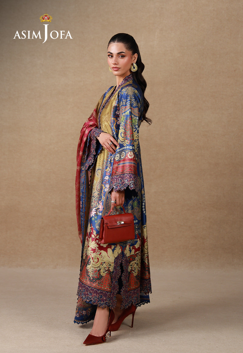 AJULSC-01 Embroidered Charmeuse Silk Unstitched 3 Pcs