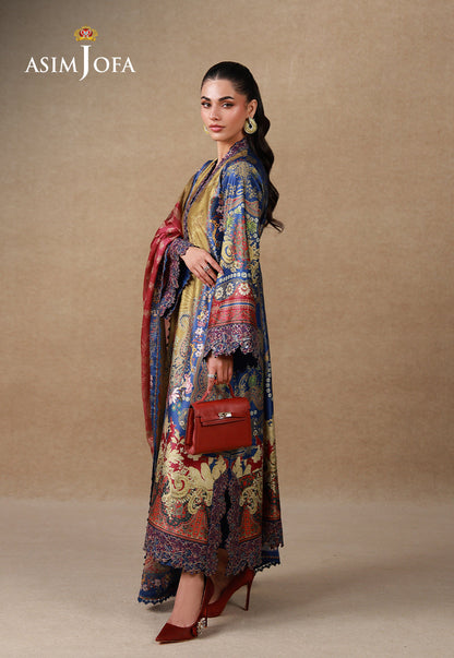 AJULSC-01 Embroidered Charmeuse Silk Unstitched 3 Pcs