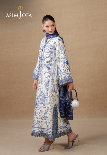 AJULSC-05 Embroidered Charmeuse Silk Unstitched 3 Pcs