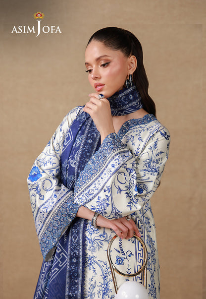 AJULSC-05 Embroidered Charmeuse Silk Unstitched 3 Pcs