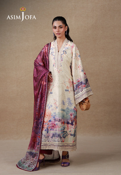 AJULSC-02 Embroidered Charmeuse Silk Unstitched 3 Pcs