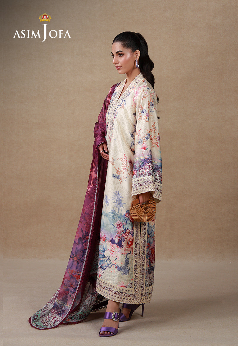 AJULSC-02 Embroidered Charmeuse Silk Unstitched 3 Pcs