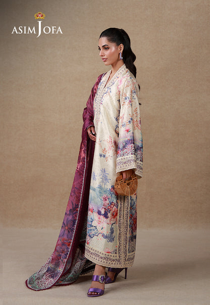 AJULSC-02 Embroidered Charmeuse Silk Unstitched 3 Pcs