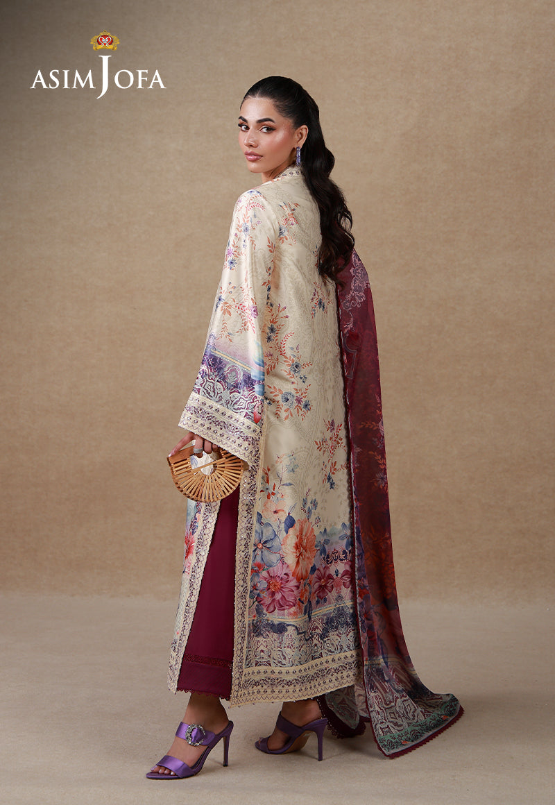 AJULSC-02 Embroidered Charmeuse Silk Unstitched 3 Pcs