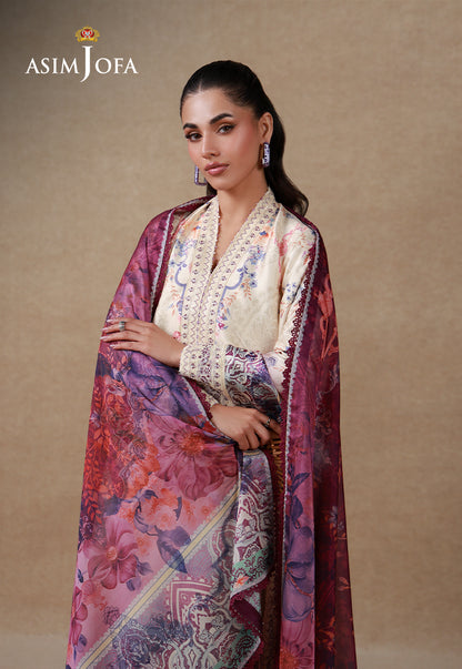 AJULSC-02 Embroidered Charmeuse Silk Unstitched 3 Pcs