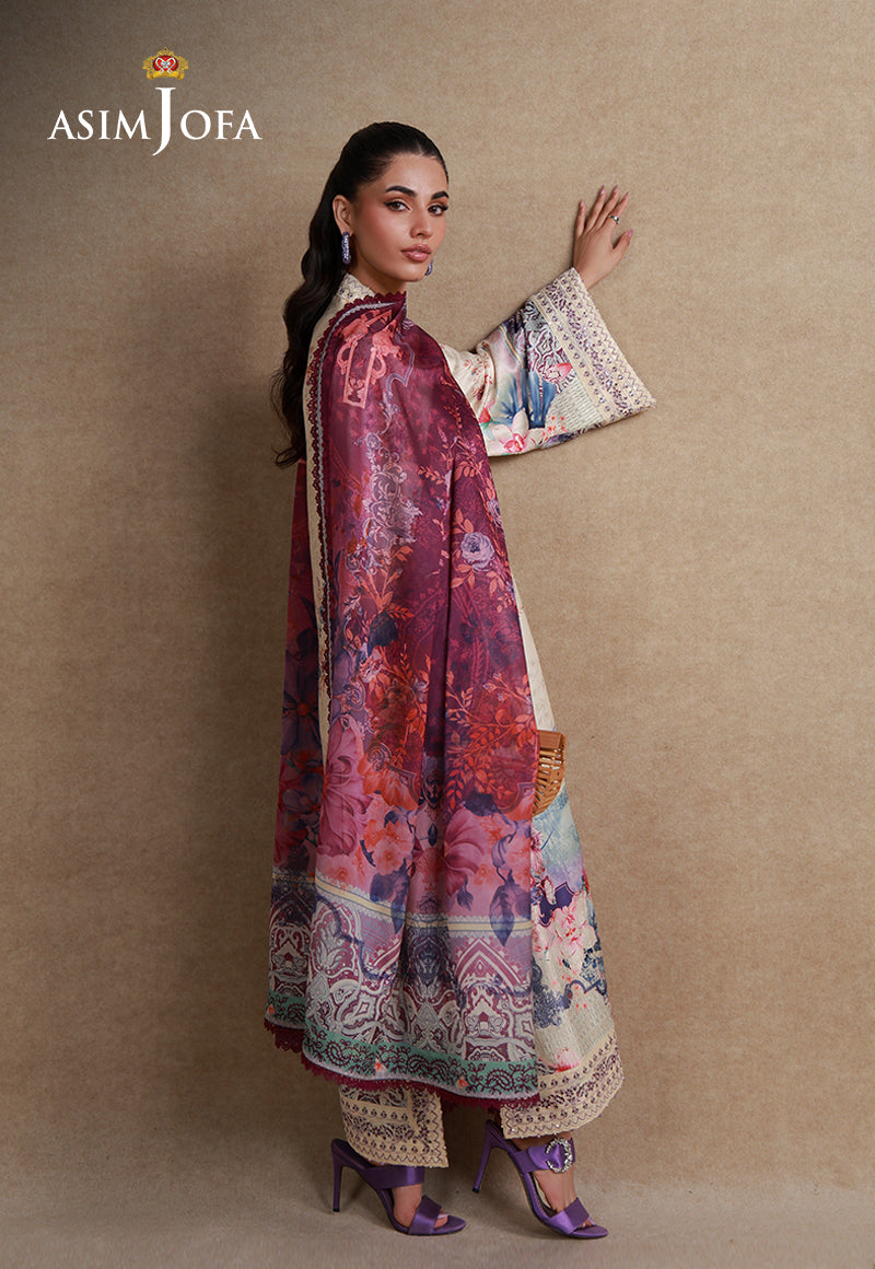 AJULSC-02 Embroidered Charmeuse Silk Unstitched 3 Pcs