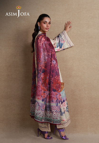 AJULSC-02 Embroidered Charmeuse Silk Unstitched 3 Pcs