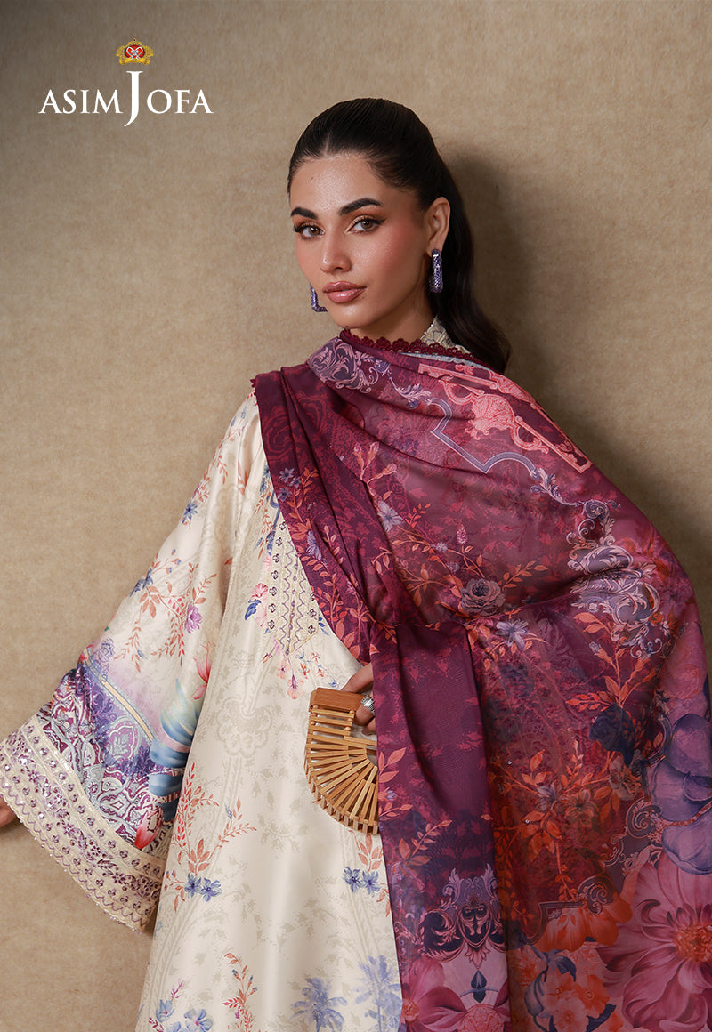 AJULSC-02 Embroidered Charmeuse Silk Unstitched 3 Pcs