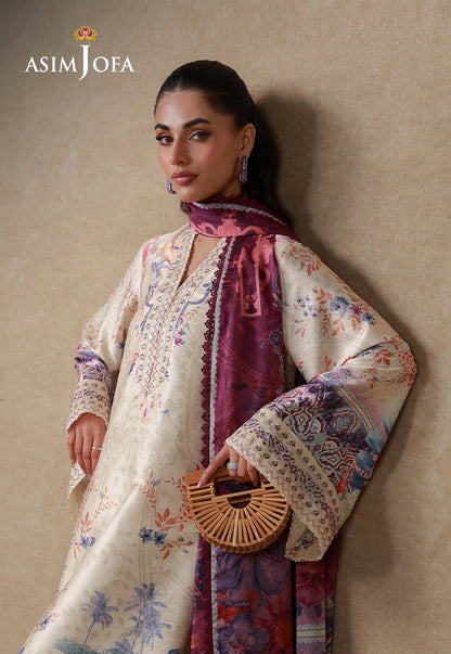 AJULSC-02 Embroidered Charmeuse Silk Unstitched 3 Pcs
