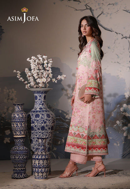 AJCS-10 Printed Charmeuse Silk Unstitched 3 Pcs