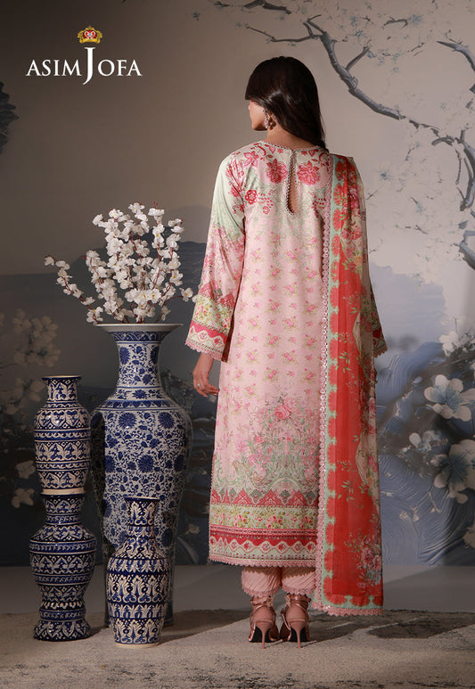 AJCS-10 Printed Charmeuse Silk Unstitched 3 Pcs