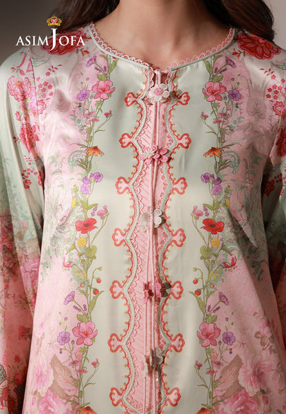 AJCS-10 Printed Charmeuse Silk Unstitched 3 Pcs
